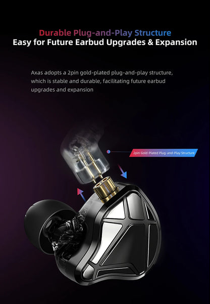 KZ Axas Gaming Earbuds Wired IEM HiFi Bass Headphones with Microphone, FPS Gaming Earphones, KZ Axas In-Ear Monitor Earbuds for PC Mobile & Console Gaming