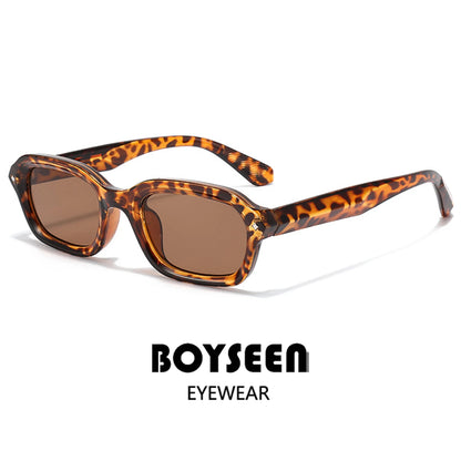 BOYSEEN Beach Sunglasses Man Summer Orange Sun Glasses UV400  Narrow frame square punk sunglasses show