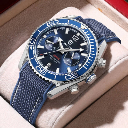 QINGXIYA Brand Luxury Multifunctional Quartz Watch Men Silicone Strap Waterproof Luminous Chronograph Watches Mens Sports Watch