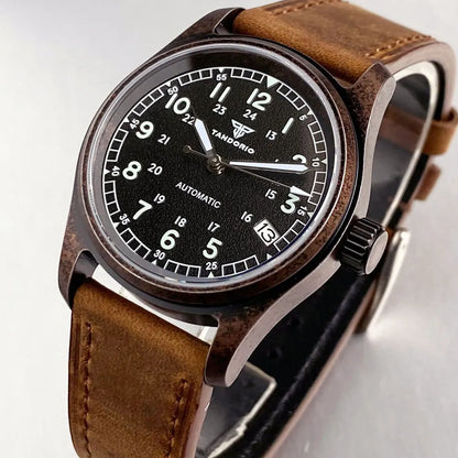 PVD Bronze Case TANDORIO 36mm Military Field Watch Men Japanese NH35A Automatic Movement Sapphire 200M Waterproof Pilot Watches