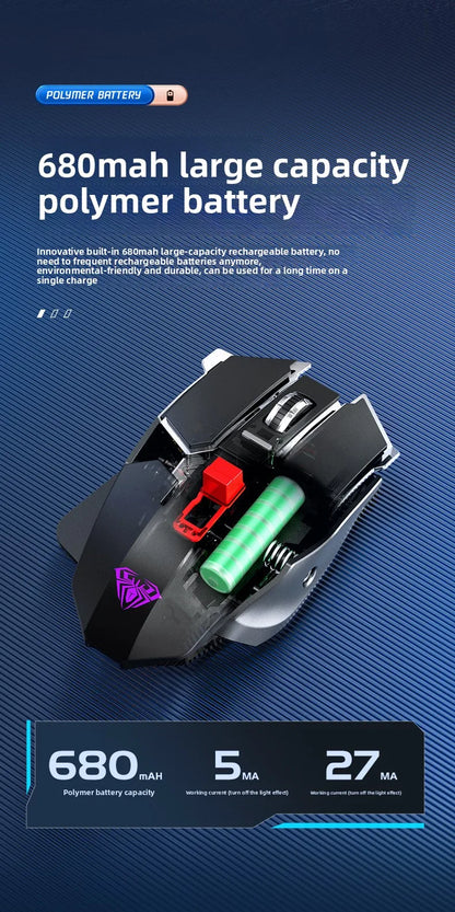 2025 Нова безжична гейминг мишка SC300 2.4G RGB 3200dpi, презареждаема, безшумна механична e-sports мишка за настолен компютър и лаптоп