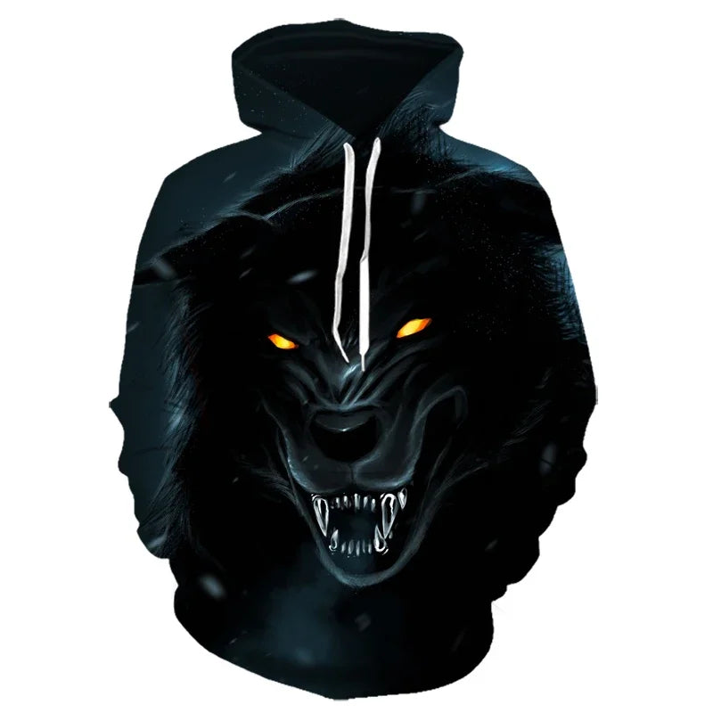 Animal Wolf – bluzy z kapturem drukowane w 3D dla mężczyzn i kobiet, modne, codzienne, oversize, swetry typu pullover, styl hip-hopowy, Harajuku, odzież uliczna