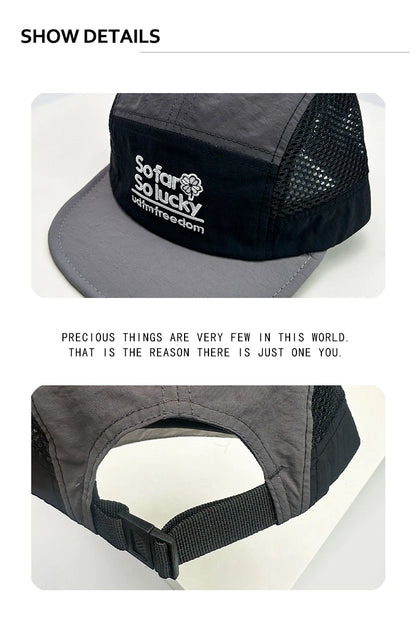 New Unisex Flat Eave Embroidered Letters Baseball Hats Breathable Korean Sunshade Quick Drying Peaked Caps Niche Versatile ins