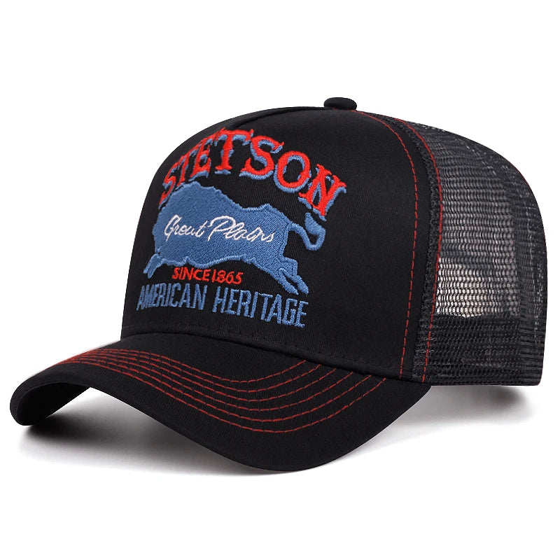 Εξατομικευμένο καπέλο «New Truck» STETSON με κόκκινη αρκούδα, από αναπνεύσιμο πλέγμα, καπέλο Street Hip Hop, για καθημερινή casual χρήση, καπέλο μπέιζμπολ με αντηλιακή προστασία