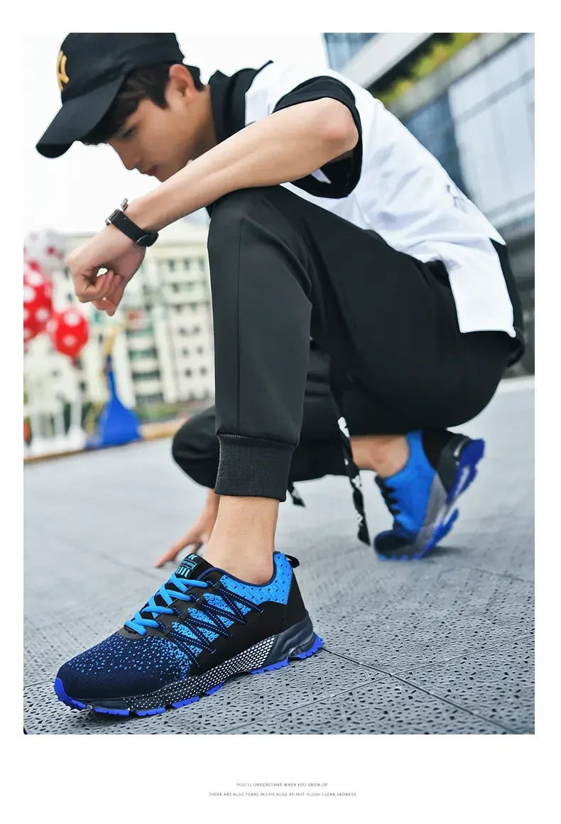 2025 Thick Soled Sports Shoes Youth Mesh Breathable Running Shoes Trend Spring Summer Korean Large Black and White Shoes walk