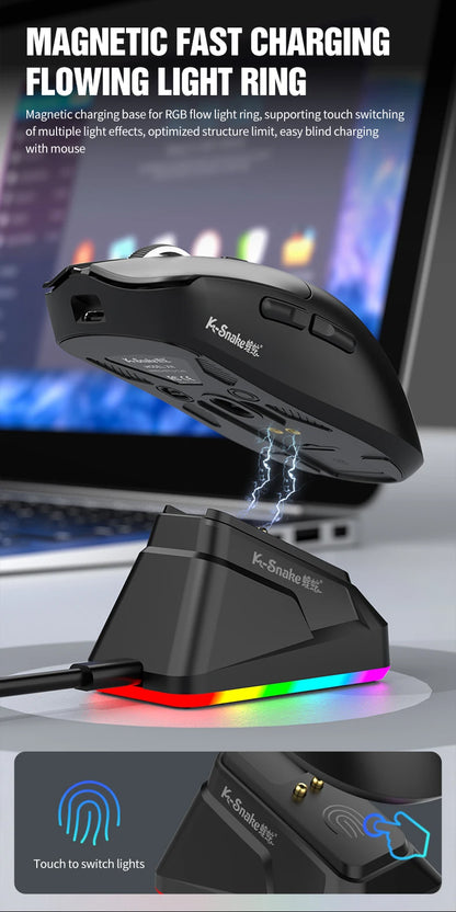 K-Snake X11 Bluetooth wireless mouse three-mode e-sports PAW3311 laptop desktop office game RGB magnetic charging
