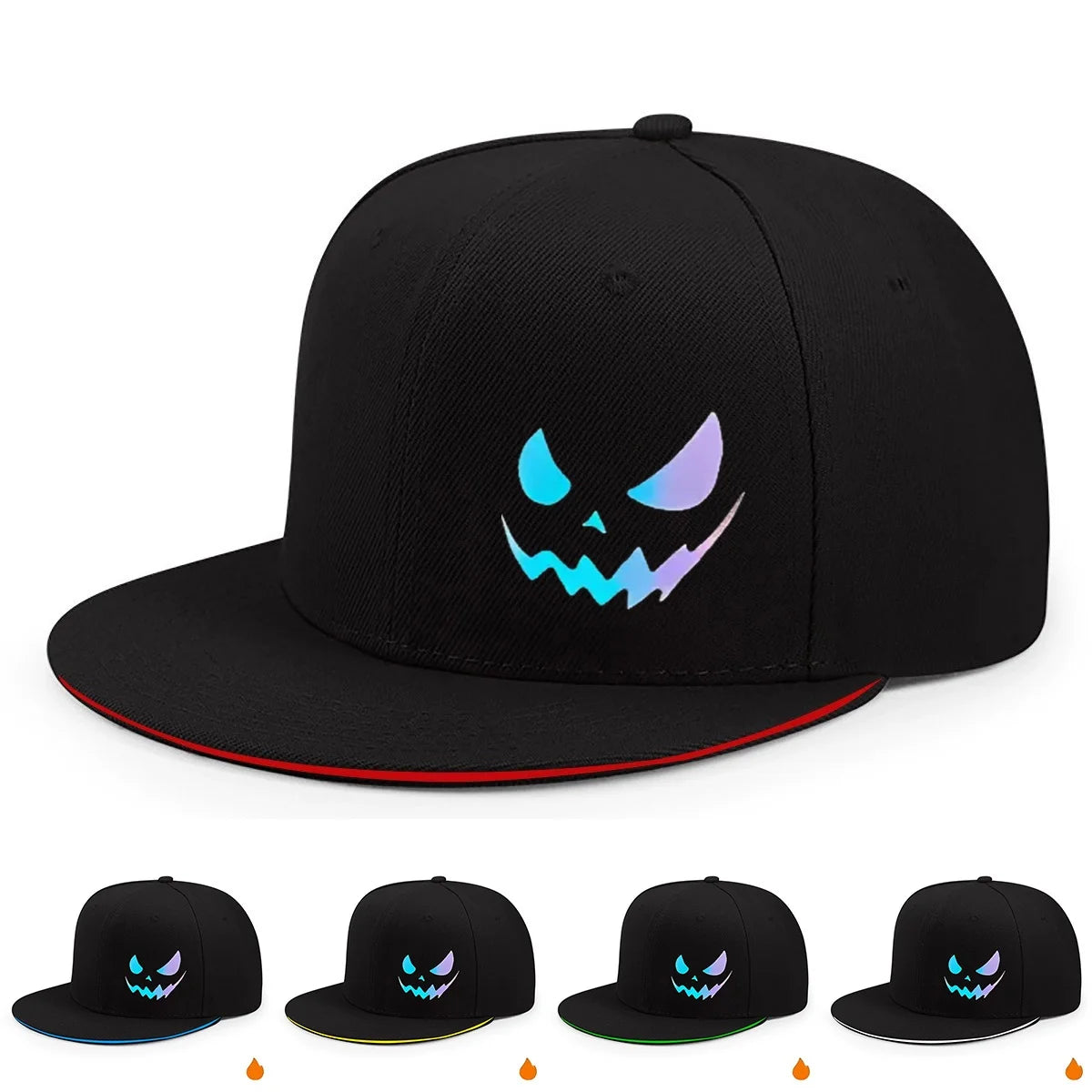 Unisex Personality Ghost Expression Hip-hop Hats Outdoor Adjustable Casual Sandwich Hardtop Baseball Caps Sunscreen Hat