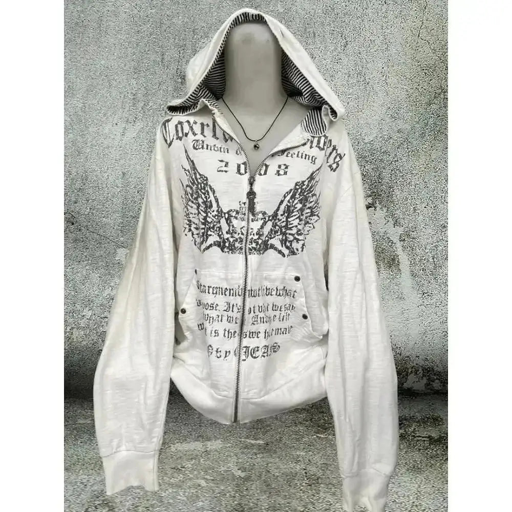 American Vintage Black Faux Fur Sweatshirts Women Letter Printed Subculture Coats with Hooded Female Gothic Harajuku Jackets Y2k, produit gaming premium Fraquane