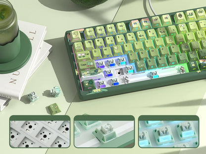 Womier SK80 Green Keyboard Gasket Mounted RGB Hot Swap with Color OLED Display 75% Mechanical Gaming Keyboard for PC
