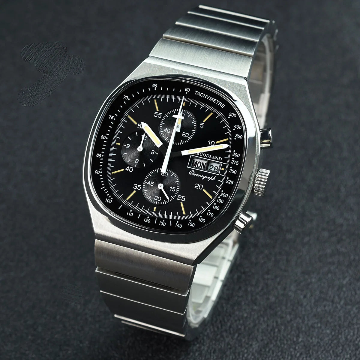 Hruodland new 2025 new 0S00 retro men's quartz chronograph sapphire stainless steel waterproof 5Bar luminous C3 reloj hombre