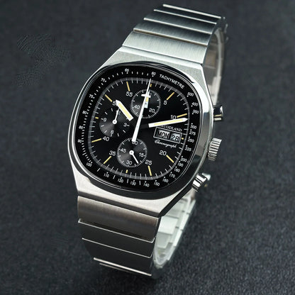 Hruodland new 2025 new 0S00 retro men's quartz chronograph sapphire stainless steel waterproof 5Bar luminous C3 reloj hombre