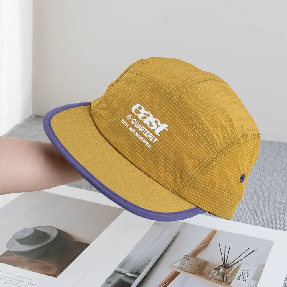 Retro Japanese Style Hip-hop Hats 5 Panel Thin Flat Brimmed Baseball Cap Quick-drying Breathable Sunscreen Hat Unisex