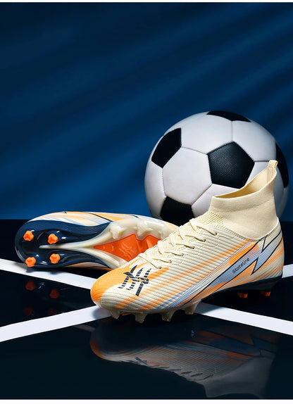 Nouvelles chaussures de football pour hommes, chaussures de match montantes, chaussures de futsal de haute qualité, chaussures de football d'intérieur antidérapantes, baskets d'extérieur, crampons pour gazon, meilleures v