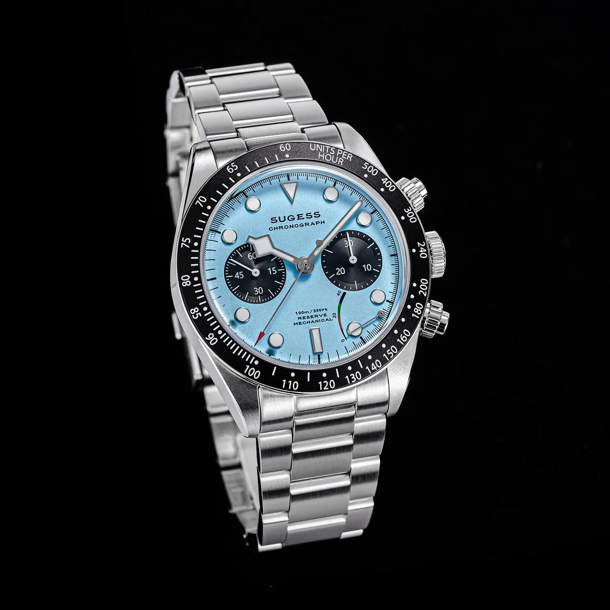 Sugess Chronograph Men Watch Original ST1907 Swanneck Pilot Mechanical Wristwatches Domed Sapphire Crystal Dopamine S457 2025new