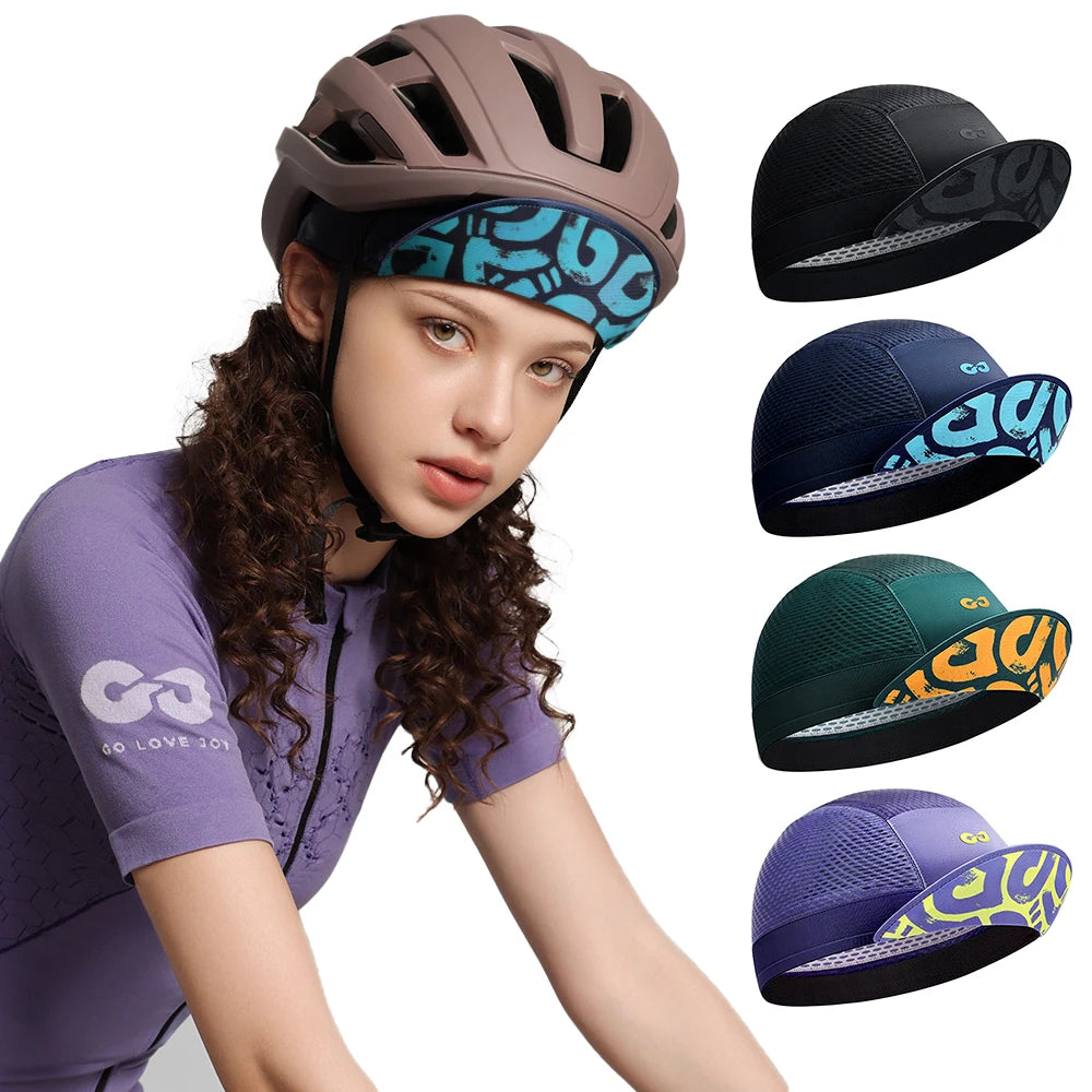 GOMOREON 1Pcs Funny Cycling Cap - Polyester Cycling Hat-Under Helmet - Cycling Helmet Liner Breathable&Sweat Uptake