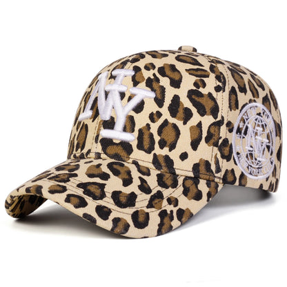 Unisex NY Letter Embroidery Leopard Print Baseball Caps Spring Autumn Outdoor Adjustable Casual Hats Sunscreen Hat Sports Cap