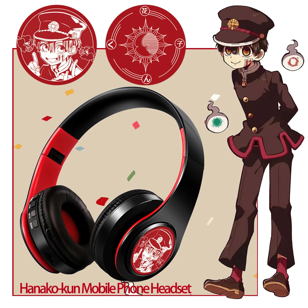 Demon Slayer Kamado Tanjirou Anime Bluetooth Headphones – Wireless Gaming Headset with Mic, TF Card Support, Deep Bass Anime Earphones V5.0