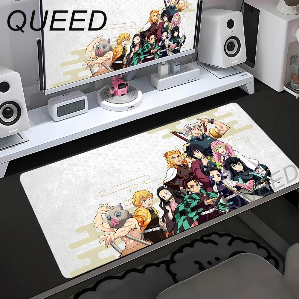 Computer Table Mat Keyboard Desk Pads Anime Mouse Pad Kawaii Girl Mausepad 900x400mm Rubber Non-slip Mouse Mats Demon Slayers XL