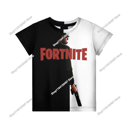T-shirts Fortnite Anime para Menina, T-shirt Branca para Rapaz, T-shirts Cartoon para Bebé, Camisolas de Verão com Estampado Fofo, Tops de Disfarce
