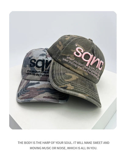 New Unisex American Style CAMO Letter Embroidery Baseball Hats Breathable Hip Hop Sunshade Peaked Caps Versatile Fashion Niche