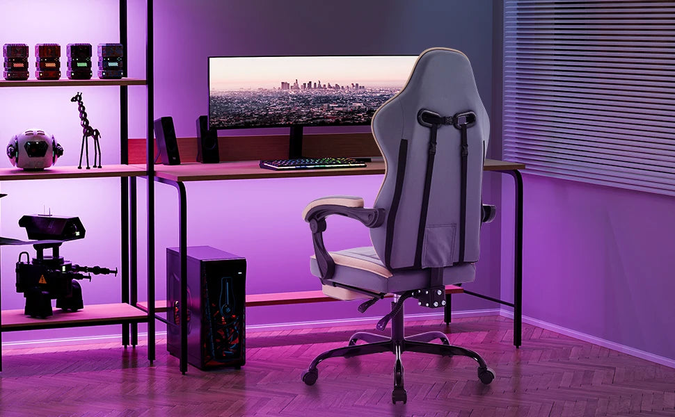 WOTSTA Gaming Chair with Footrest Gamer Chairs Ergonomic with Lumbar Cushion Headrest Chair Height Adjustable Computer Chair