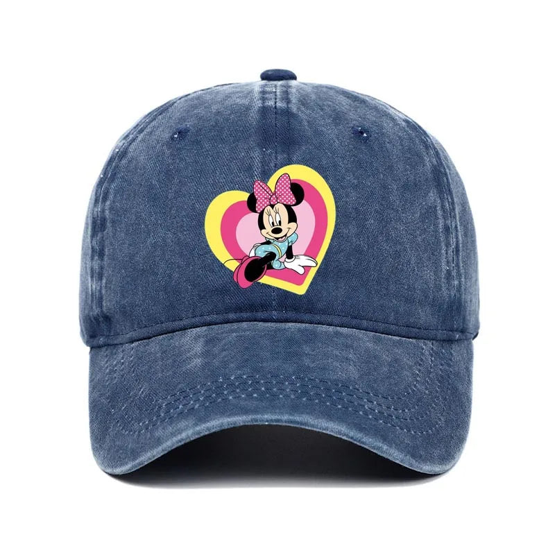 Retro Washed Mickey Mouse Print Baseball Cap Men Women Vintage Kpop Snapback Cap Adjustable Breathable Trucker Hat Sunscreen Hat