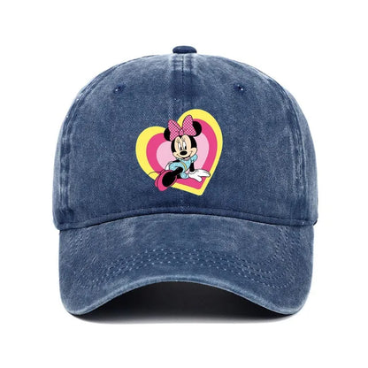 Retro Washed Mickey Mouse Print Baseball Cap Men Women Vintage Kpop Snapback Cap Adjustable Breathable Trucker Hat Sunscreen Hat