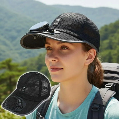 Breathable Sunhat with Solar Fan Sun Block Baseball Hat with Solar Fan USB Charging Fan Outdoor Sunhats Sunscreen Sunshade Hats