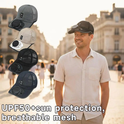 Breathable Sunhat with Solar Fan Sun Block Baseball Hat with Solar Fan USB Charging Fan Outdoor Sunhats Sunscreen Sunshade Hats