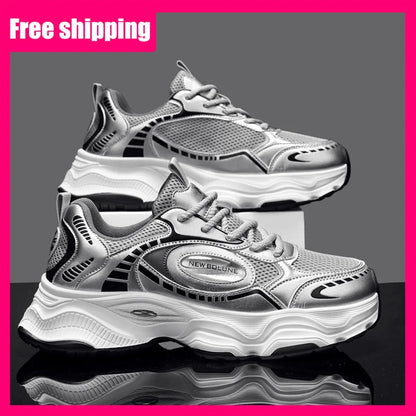 Herren-Sportschuhe – Neu, aus Mesh, atmungsaktiv, mit dicker Sohle, höhenverstellend, strapazierfähig, für den täglichen Weg zur Arbeit, vielseitig einsetzbare Freizeit-Sneaker
