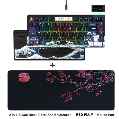 Teclado gamer Womier S-K80 com ecrã OLED a cores, teclado mecânico gaming hot-swappable com montagem gasket, teclado RGB personalizado