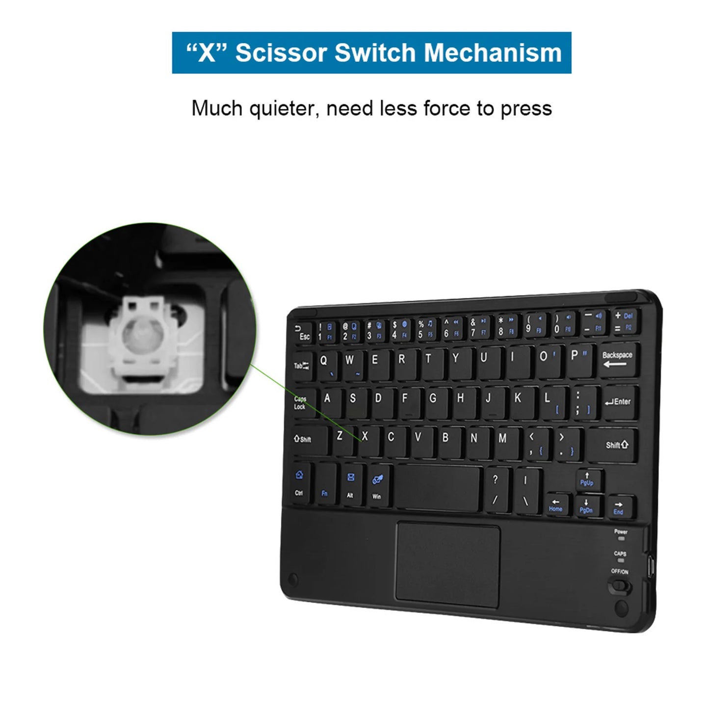 Tastiera Bluetooth wireless mini UltraSlim professionale con touchpad, compatta, ergonomica e reattiva, per PC Windows e tablet Android