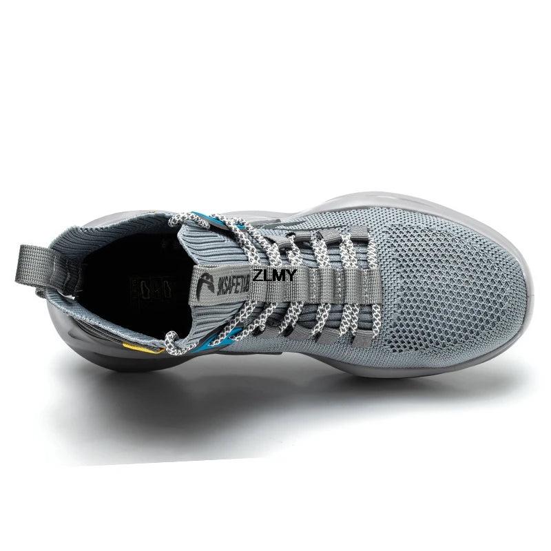 Zapatillas de seguridad transpirables para hombre con puntera de acero, resistentes a perforaciones, botas de trabajo ligeras de caña alta, calzado de seguridad anti-punzadas, nuevo