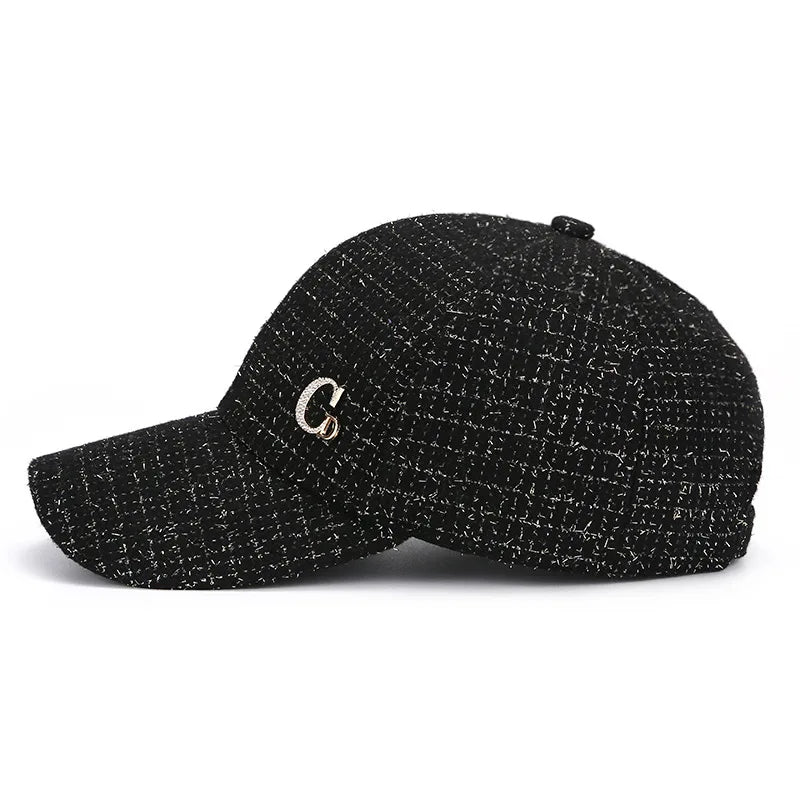 Metal M Patch Baseball Cap Black Elegant Man Hat Lightweight Adjustable Sun Hat For Women Female