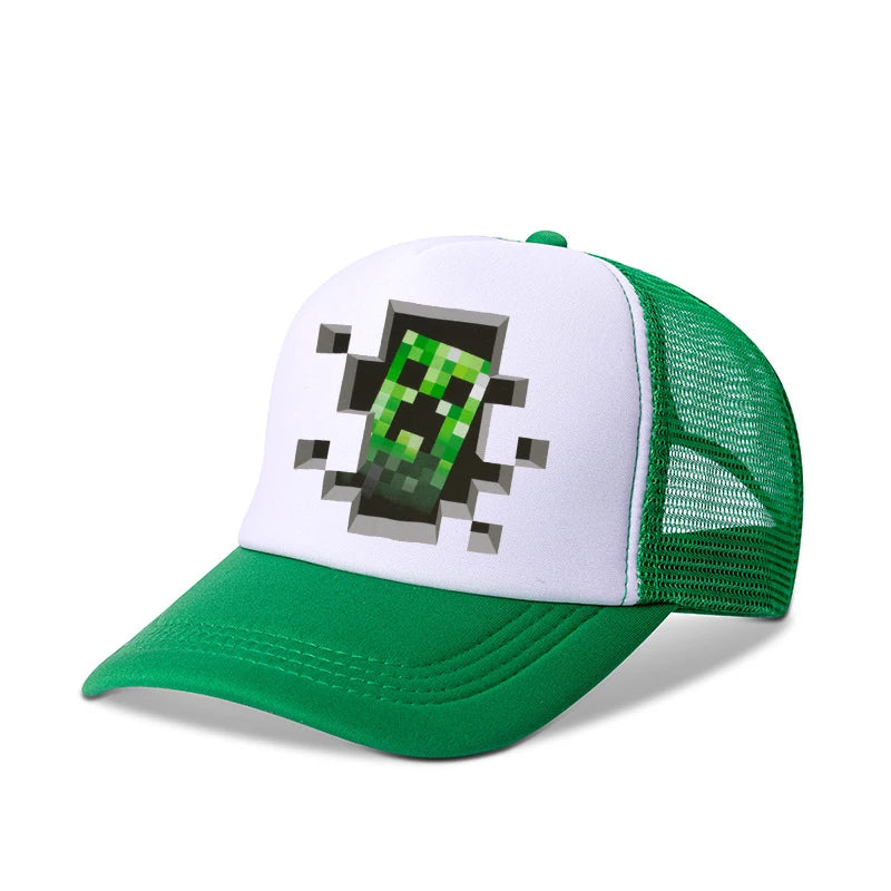 Cartoon Pixel Block Peaked Hat Baseball Caps Summer Sunhat Bonnets Minecrafteds Beanies Adult Headwear Kid Accessories Sportscap