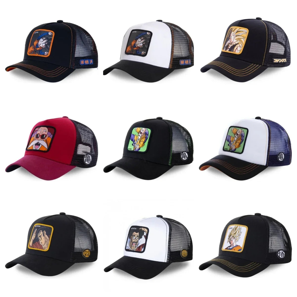 Șapcă Dragon Ball Son Goku de vară pentru călătorii, cu cozoroc, pentru bărbați, brodată, în stil hip-hop, cu vizieră de soare, șapcă de camionagiu ajustabilă din plasă