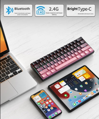 Keyboard Bluetooth Wireless Mechanical keyboards rgb Gamer teclado para tablet mecanico 60% ipad Backlit Mini usb key board