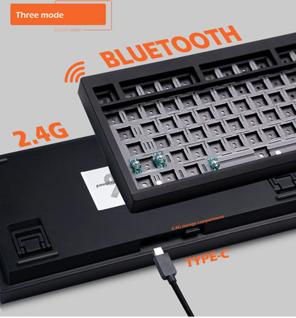Kit de teclado mecánico ZUOYA GMK81 hot-swappable Bluetooth 2.4G inalámbrico con retroiluminación RGB, estructura gasket y soporte para