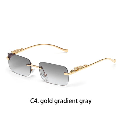 Ruiao rimless sunglasses UV400 fashion square metal glasses for men women designer man's brand sun glasses shades for outdoor
