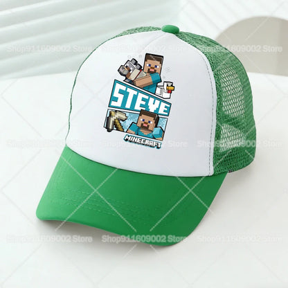 Minecrafted Mesh Baseball Caps Cartoon Figures Adult Children Sports Hats Boys Girls Summer Outdoor Sunshade Peaked Caps Gift