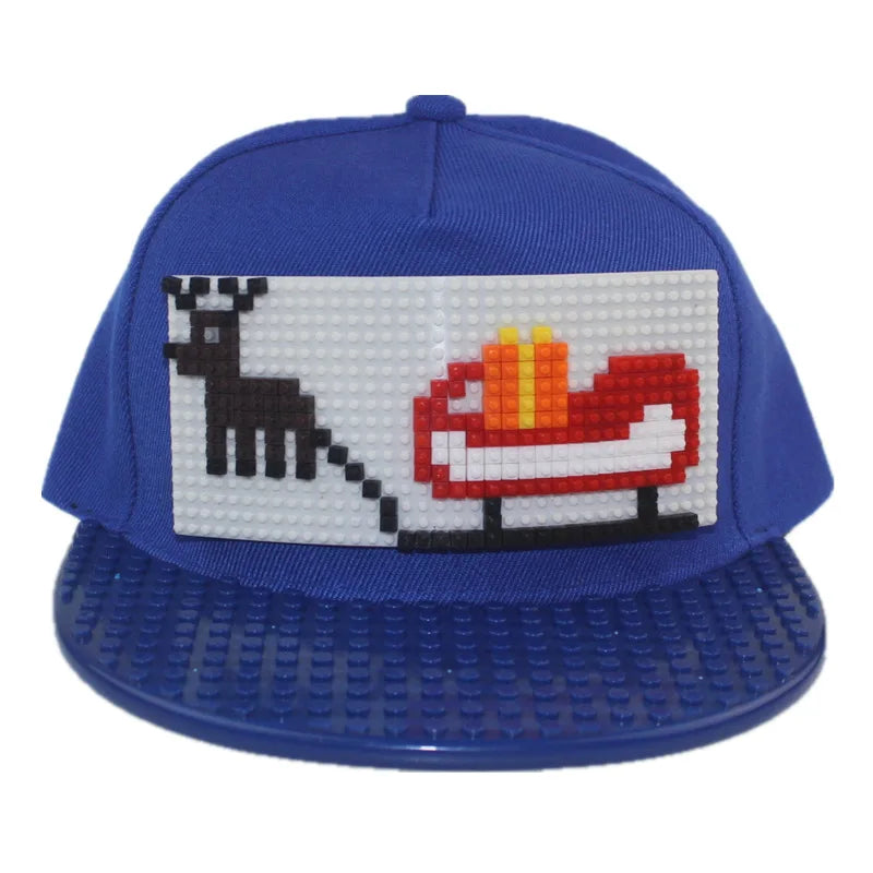 Cartoon Patchwork Baseball Caps DIY Blocks Snapback Hats Hip Hop Hat for Men Women Detachable Pixels Dad Hats Cap Kids Adults
