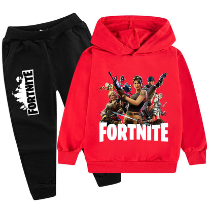 Fortnite Game Printed Children's Sets Hoodies Cartoon Comfortable 2pcs Suit Loose Long Sleeve Tops Pant Autumn Winter Clothes