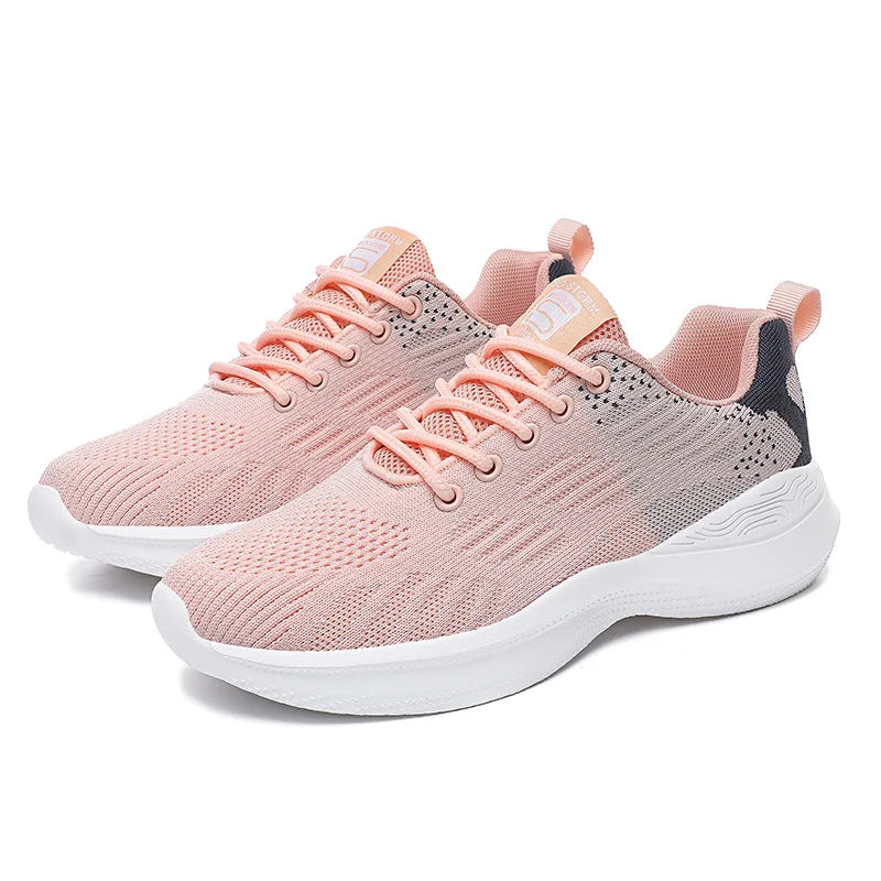 Sneakers da donna alla moda, leggere, scarpe da corsa, scarpe sportive per attività all’aperto, scarpe da corsa comode in rete traspirante, con cuscinetto d’aria e allacciatura con lacci
