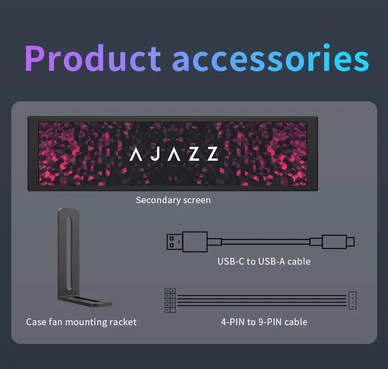 Schermo secondario universale DIY Ajazz AKP02 in lega di alluminio da 9.2 pollici con vari design personalizzabili, compatibile con Windows 7