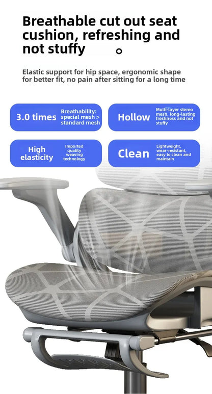 Silla gaming ergonómica de oficina para ordenador Air Titan Full Mesh con soporte lumbar de tres zonas, diseño bien ventilado e ideal para escritorio de estudiante