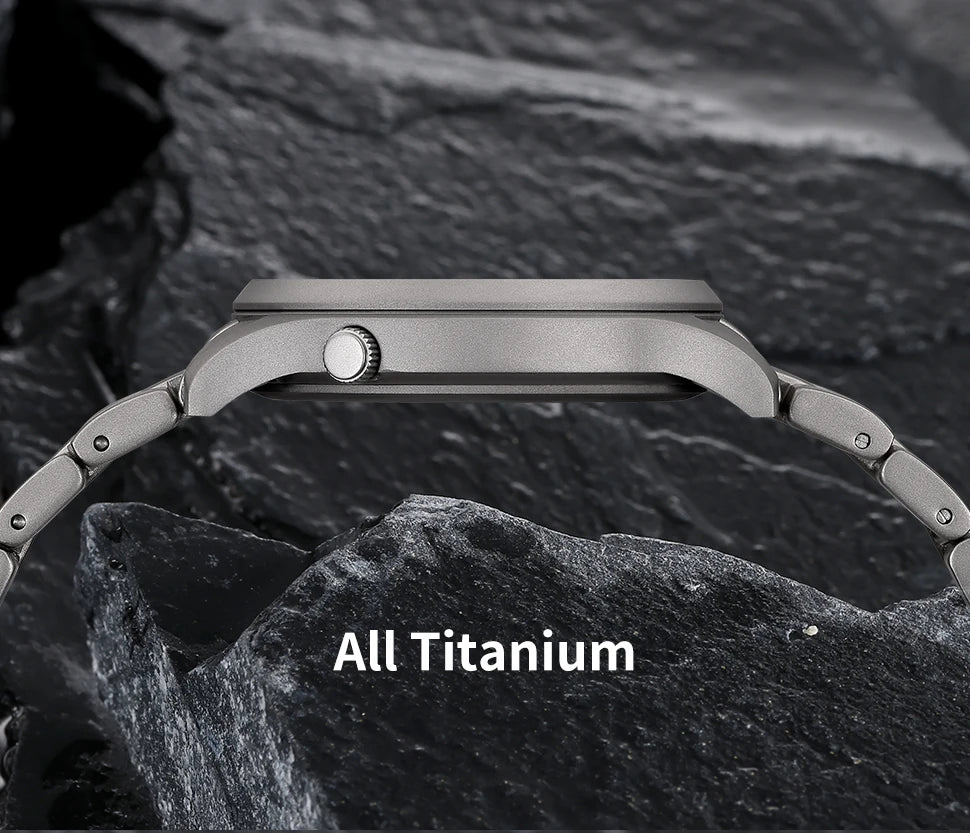 BERNY Titanium Watch For Men AR Coating Sapphire Fashion Wristwatch Luminous VH31 Ultra-thin Quartz Watch Waterproof 5ATM Watch
