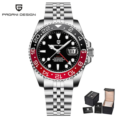 New PAGANI DESIGN Top Brand GMT Mens Wristwatch Sapphire Glass Automatic Men's Watch 100M Waterproof 40mm Men Mechanical Watches