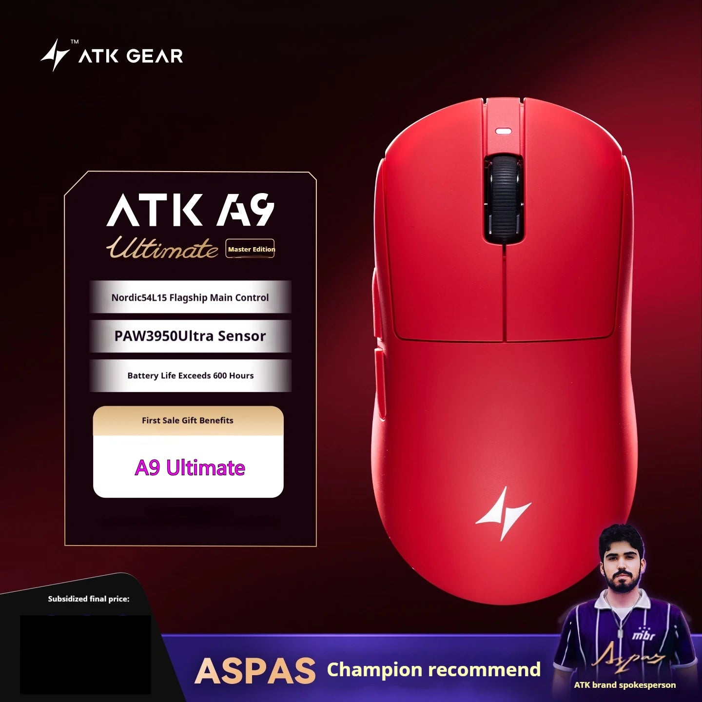 Безжична геймърска мишка ATK A9 Plus A9/A9 SE/A9 Pro Tri Mode 8K, лека A9 Ultimate E-sports, PC подарък, персонализирана