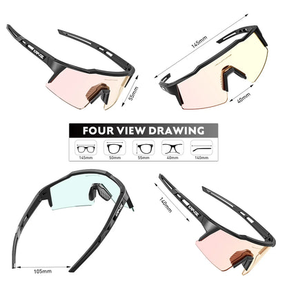 Kapvoe Photochromic Cycling Sunglasses Men Glasses Fashion Mountain Bicycle Outdoor Road Riding Goggles Eyewear Sports MTB Bike