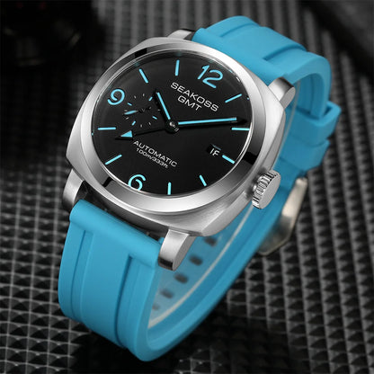 SEAKOSS 45mm Diving GMT Watch Automatic Mechanical Wristwatches Seagull ST2557 Movement 100M Luminous Calendar Men's Watches